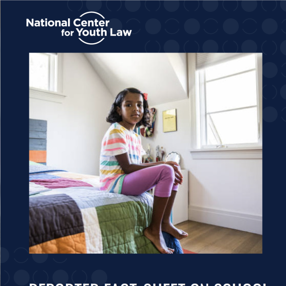 Report cover with photograph of child sitting on a bed