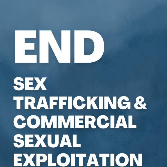 Simple graphic that says "End sex trafficking & Commercial Sexual Exploitation
