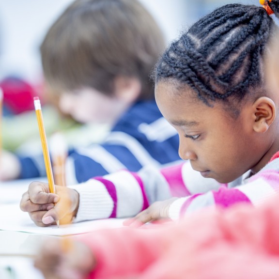 Students writing in class