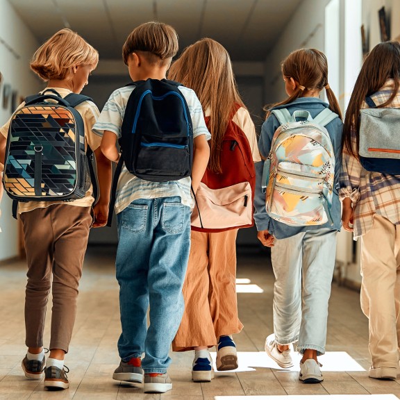 Students walking in hallway