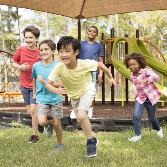 Children running on playground