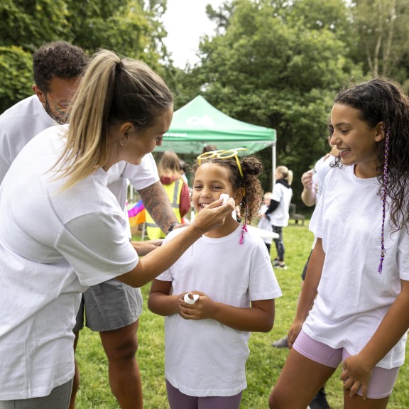 Family at a community event