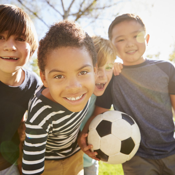 Young boys with soccer ball