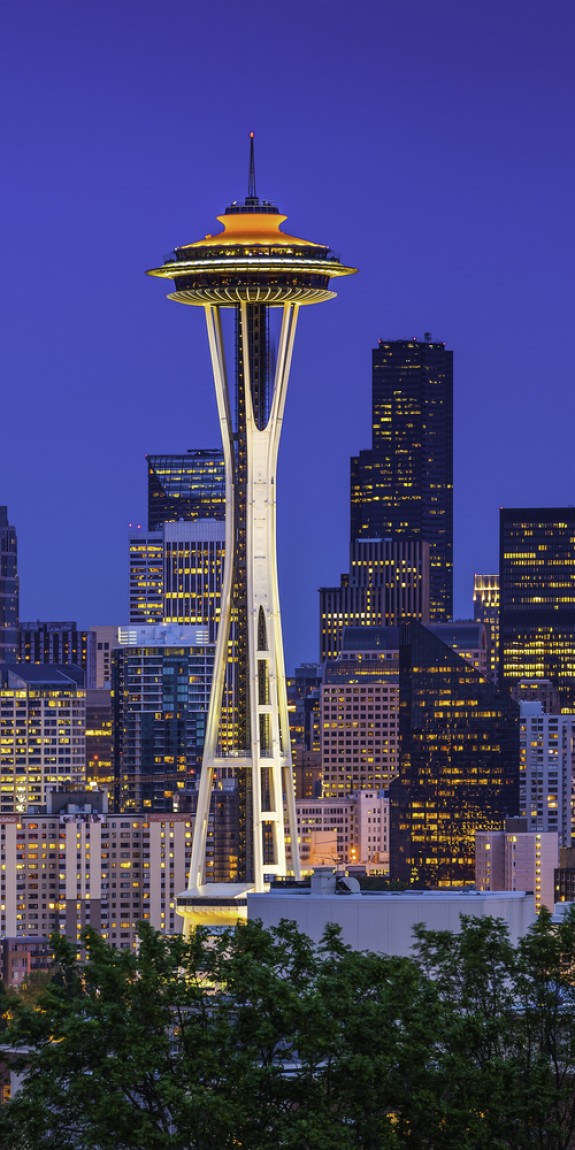 Seattle skyline at night