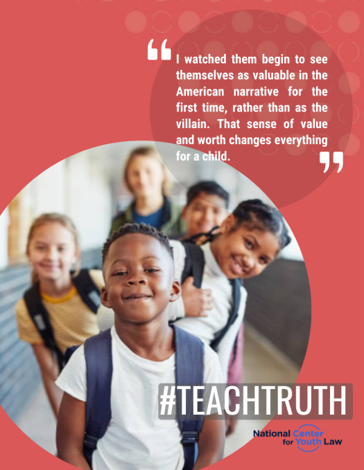Students in a hallway with quote text overlayed