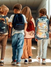 Students walking in hallway