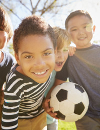 Young boys with soccer ball