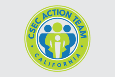 "CSEC Action Team California" with drawings of blue and green people