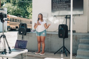 Miranda Sheffield at a community event in Kansas 