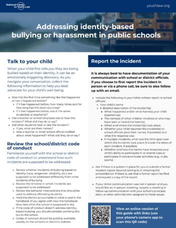Addressing identity-based bullying or harassment in public schools