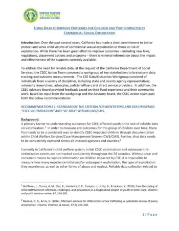 Using Data to Improve Outcomes for Children and Youth Impacted by Commercial Sexual Exploitation: Recommendations of the CSEC Action Team, Data and Outcomes Workgroup