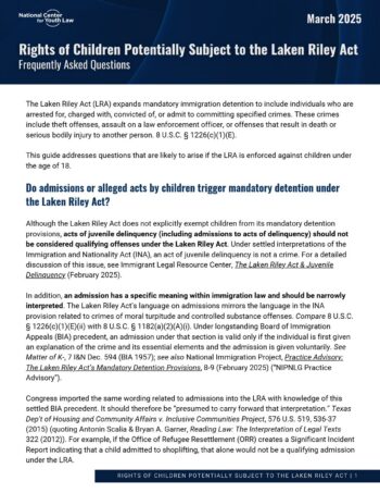 Rights of Children Potentially Subject to the Laken Riley Act