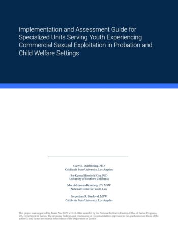 A Guide to Implementing & Evaluating Services for Youth Experiencing Commercial Sexual Exploitation